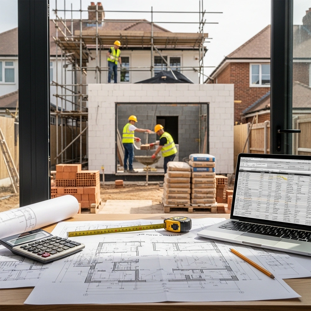 House extension under construction UK