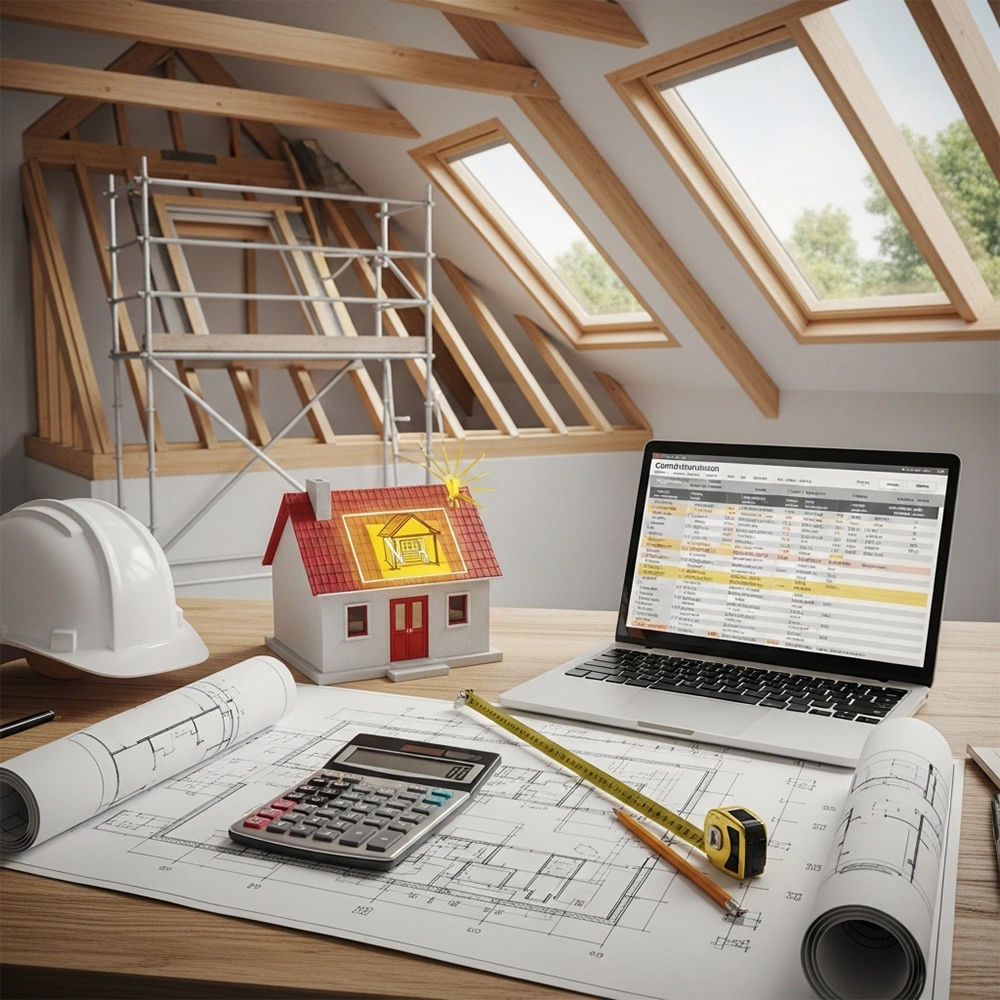 Loft conversion bedroom with dormer windows UK