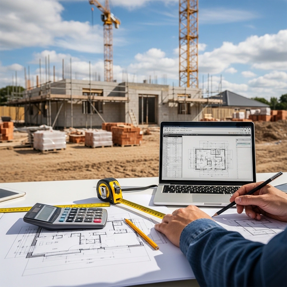 New build detached house under construction UK